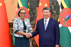 习近平会见多米尼克总统伯顿