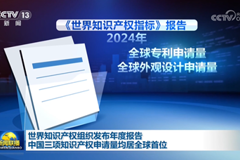 世界知识产权组织发布年度报告 中国三项知识产权申请量均居全球首位